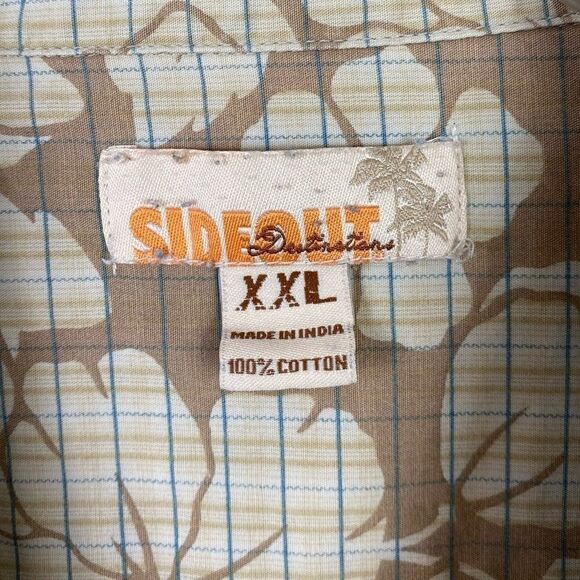 Sideout Destinations y2k Tan Hawaiian Shirt - Picture 3 of 4